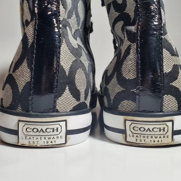 COACH Cardinal High Tops Lace Up Sneakers Black & Grey Women's Size 8.5 EUC - Picture 9 of 14